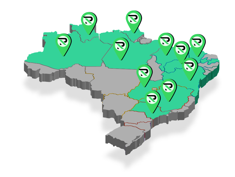 Mapa de atuação RF1 Consig no Brasil